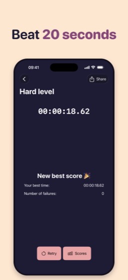 The results screen showing a new best time