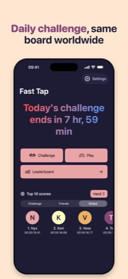 The menu counting down to the end of today's challenge