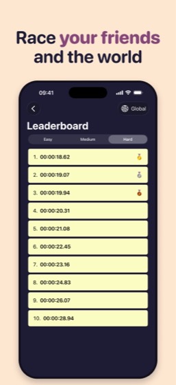 The leaderboard for the hard level