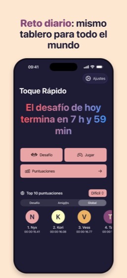 El menú con la cuenta atrás del desafío de hoy